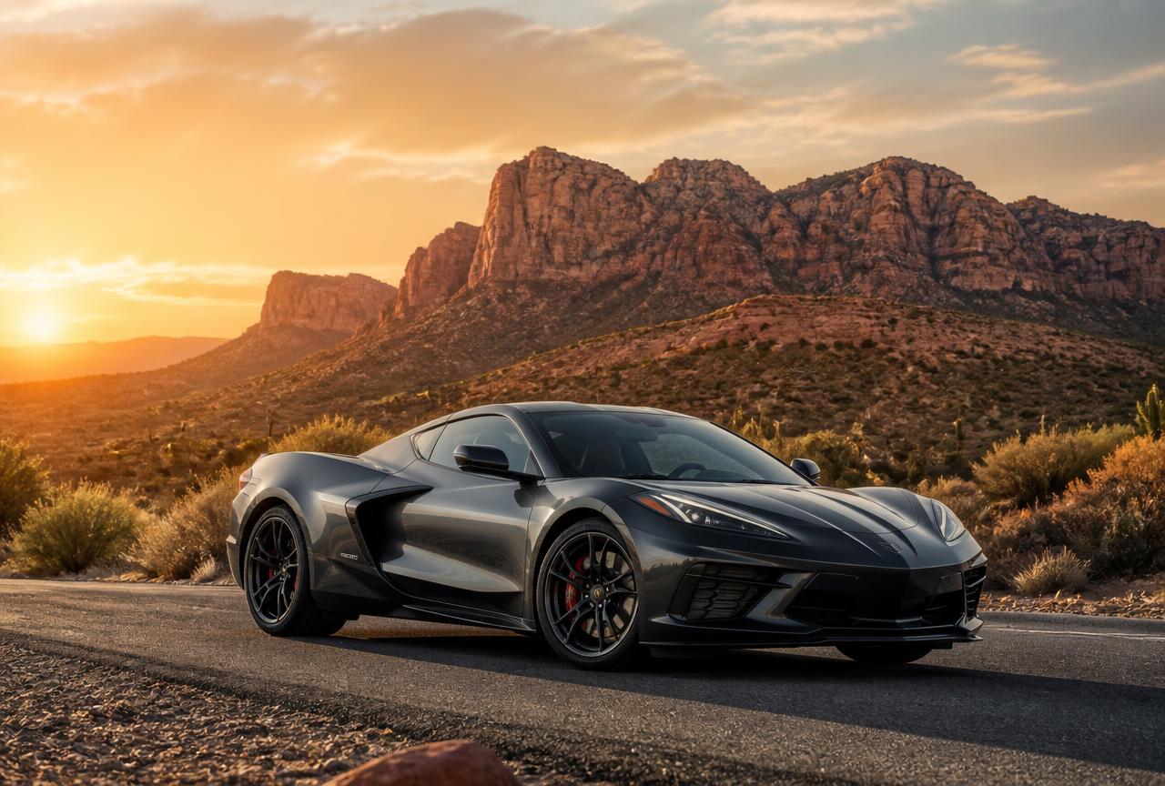 A premium sports car positioned for a couple's anniversary stay and scenic drive.